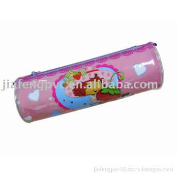 Pink color hot sale cylinder shape pvc pencil case